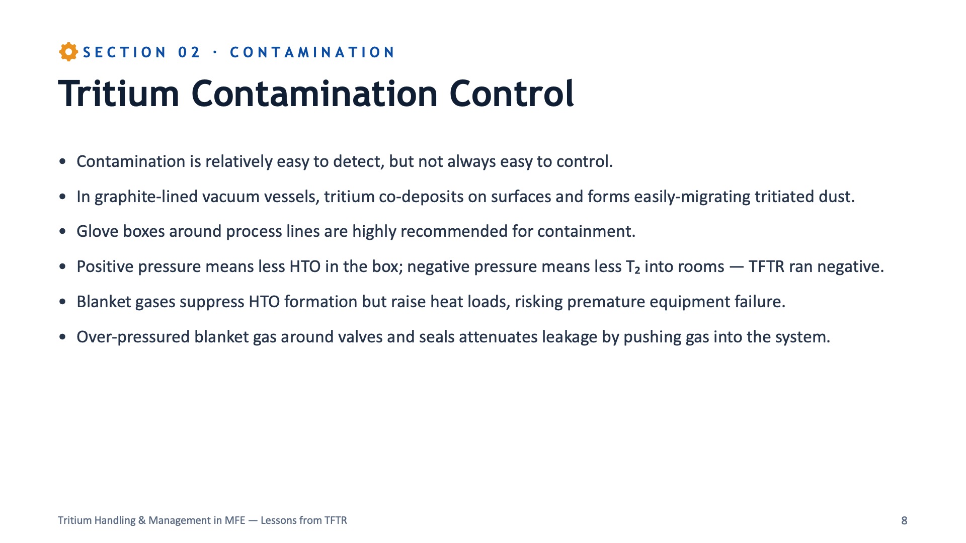 Tritium Contamination Control