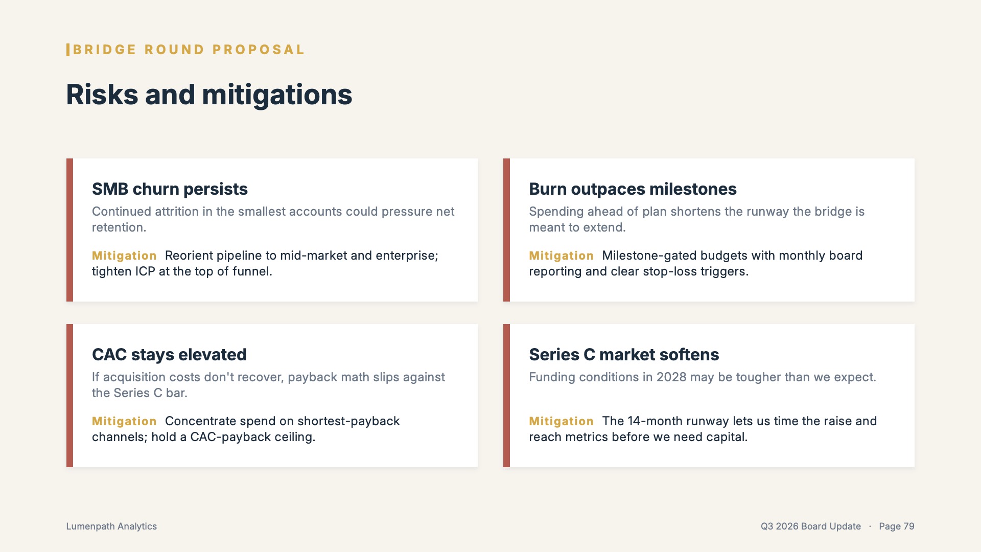 Bridge Round Proposal — Risks and mitigations