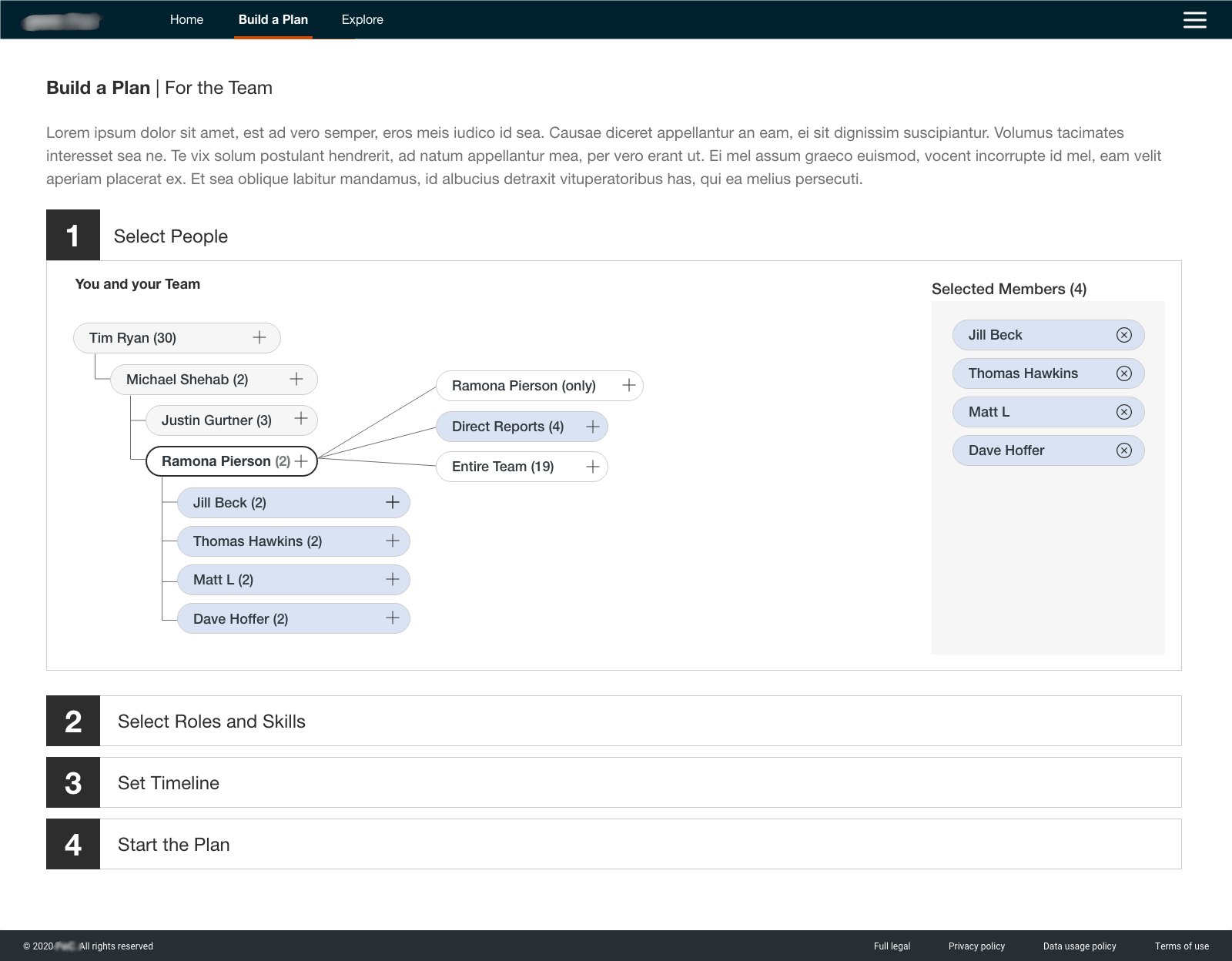 Build a Plan for a team, step 1: select people