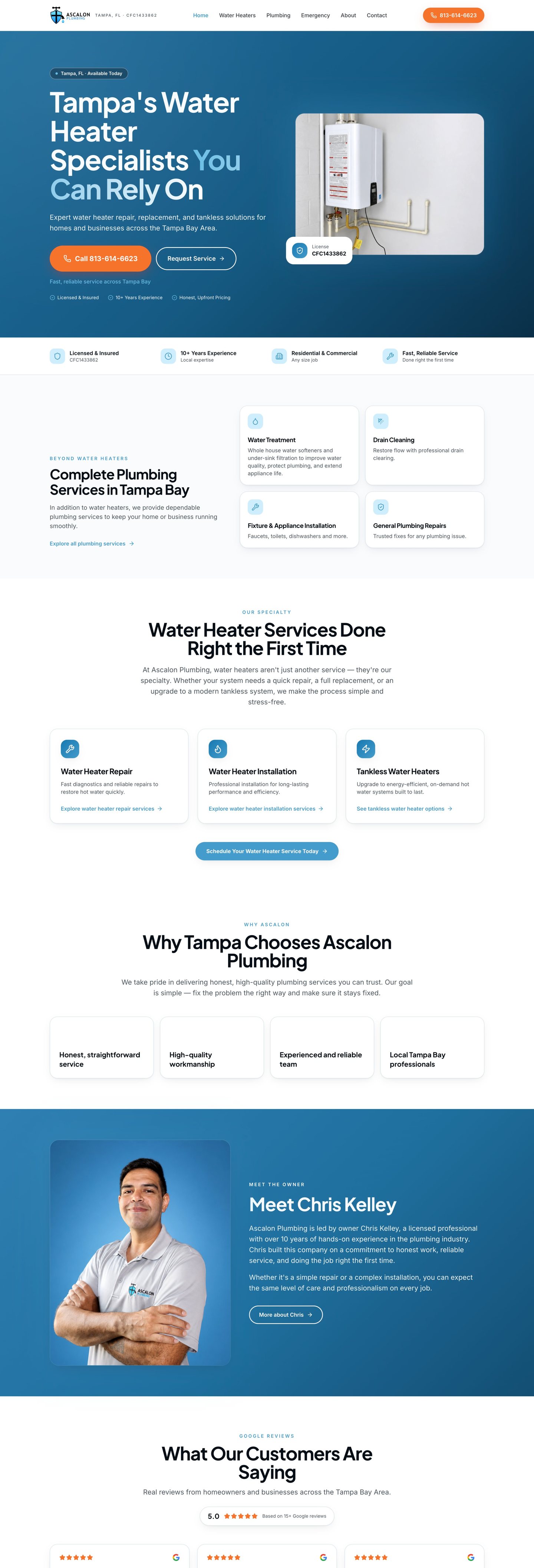 Ascalon Plumbing desktop homepage