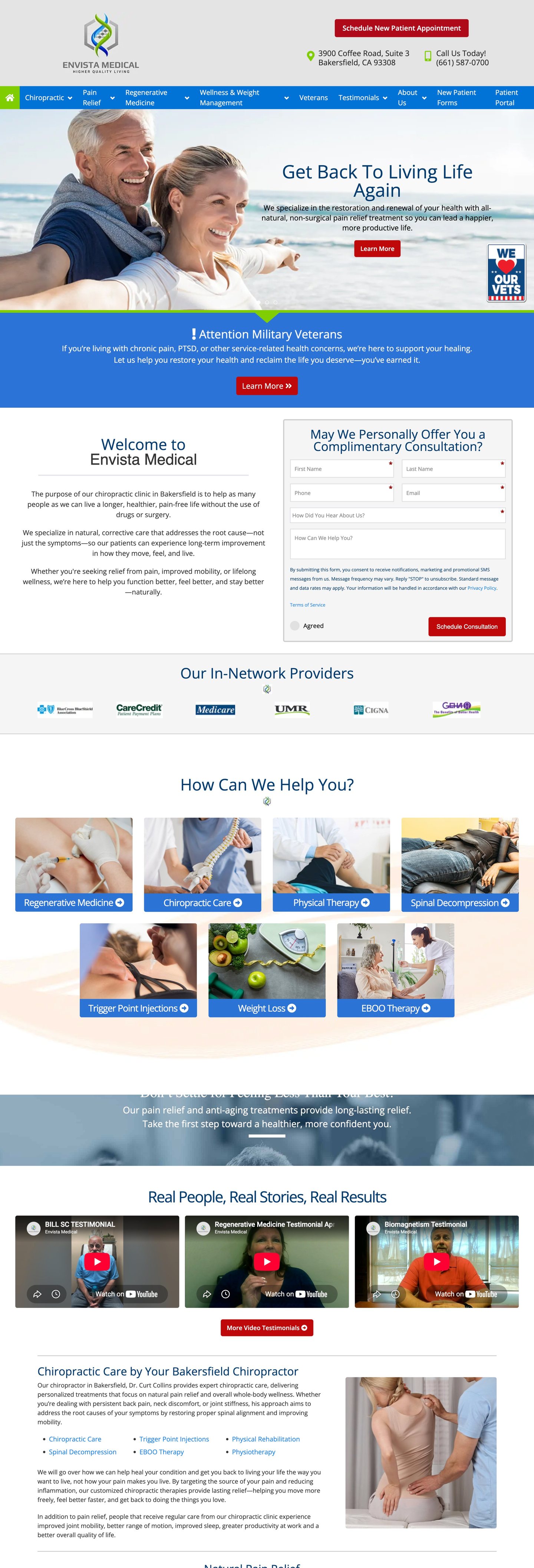 Envista Medical desktop homepage